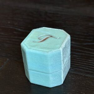 Letter T monogrammed Ring Box - Baby Blue - 
The Mrs. Box